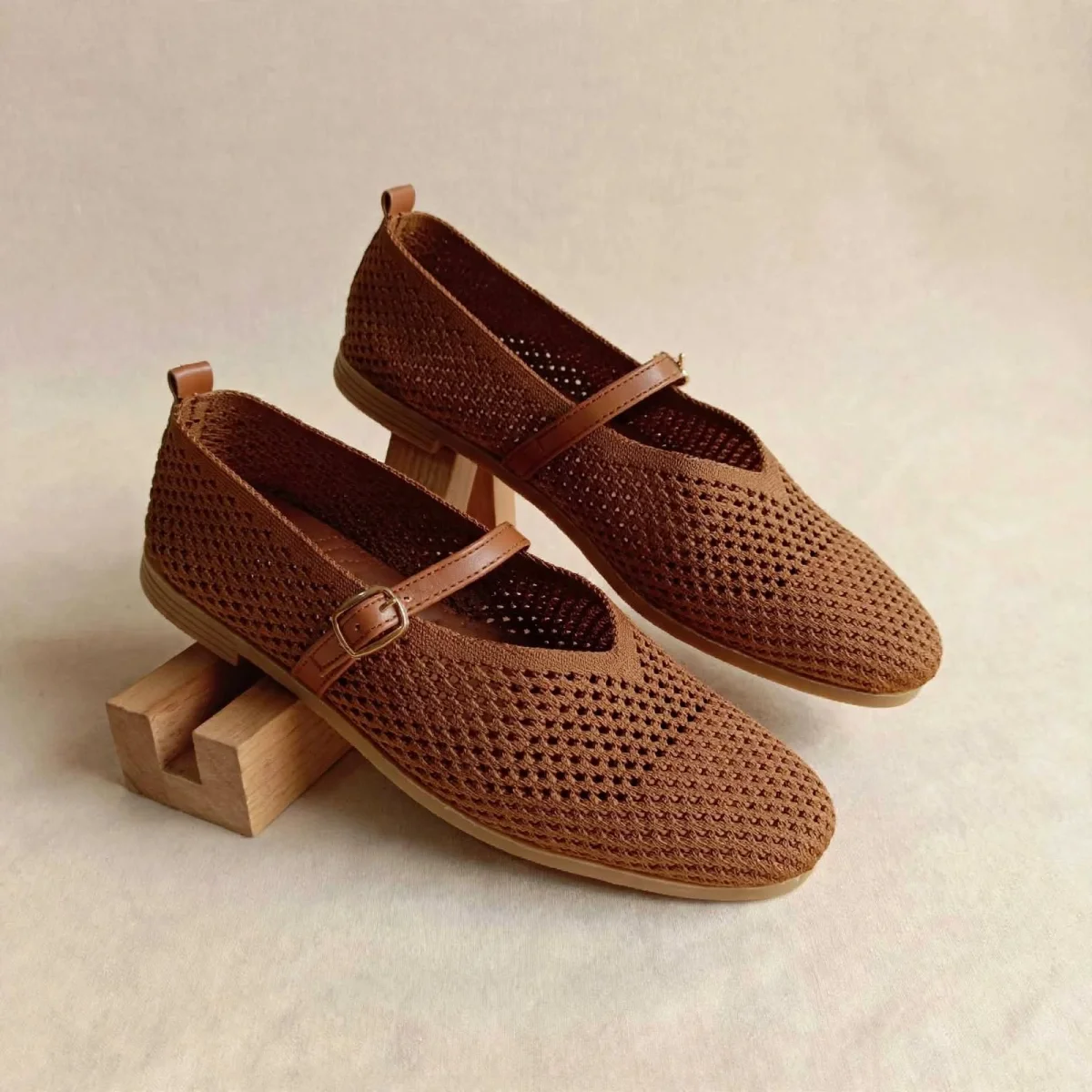 Ballerines Mary en maille tressée